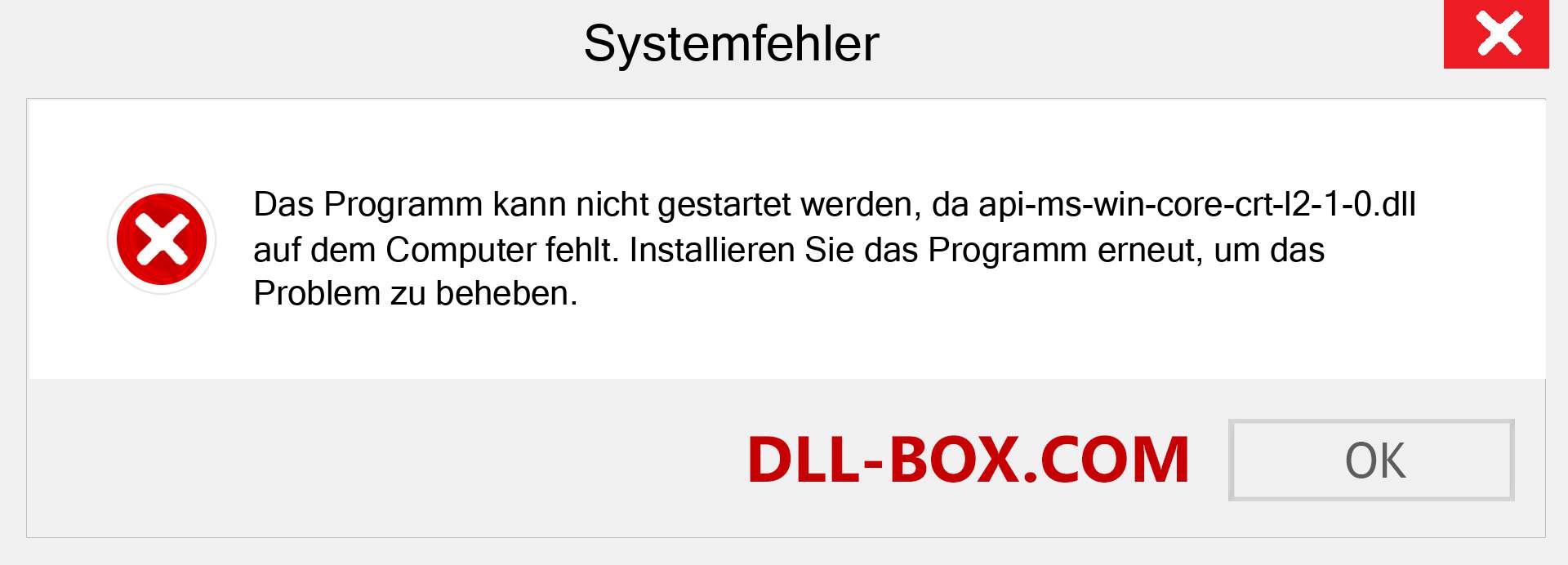 api-ms-win-core-crt-l2-1-0.dll-Datei fehlt?. Download für Windows 7, 8, 10 - Fix api-ms-win-core-crt-l2-1-0 dll Missing Error unter Windows, Fotos, Bildern